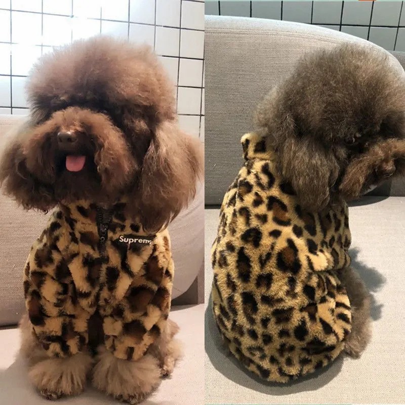 シュプリーム 犬用 もふもふ ヒョウ柄ペット服 