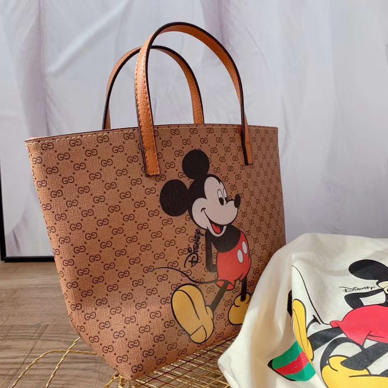 DISNEY GUCCIトートバッグハンドルバッグ ミディアム GGキャンバスミッキー 