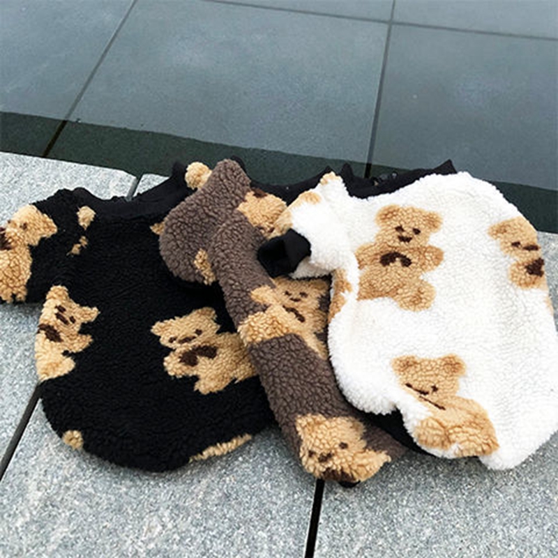 熊かわいい犬猫用 もふもふ ベスト ペットウェア 秋冬 暖かい 防寒 　韓国モコモコ