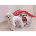 スヌーピー/Snoopy柄 ペットハウス 冬 犬 猫 ピーナッツ漫画 ペット三角小屋 家型 洗える 防寒 ふわふわ お洒落 ベッド角型Ｍサイズ 寝具 かわいい 暖か サイズ36*36*40ｃｍ