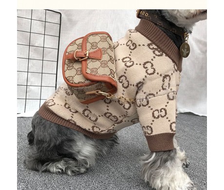 グッチ 犬セーター とルイヴィトン ペット防風コート ＆犬首輪牽引ロープセット