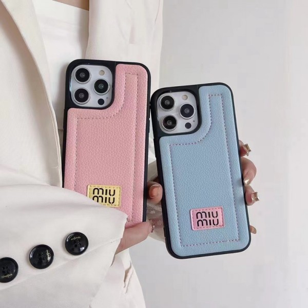 ミュウミュウ MiuMiuブランドiphone 14 plus 15 pro maxケースハイブランド アイフォン15 14+ 13 pro max レディースメンズ激安iphone 14 15 plusケースカバースタンド付きiphone14/13 pro max スマホケース コピー