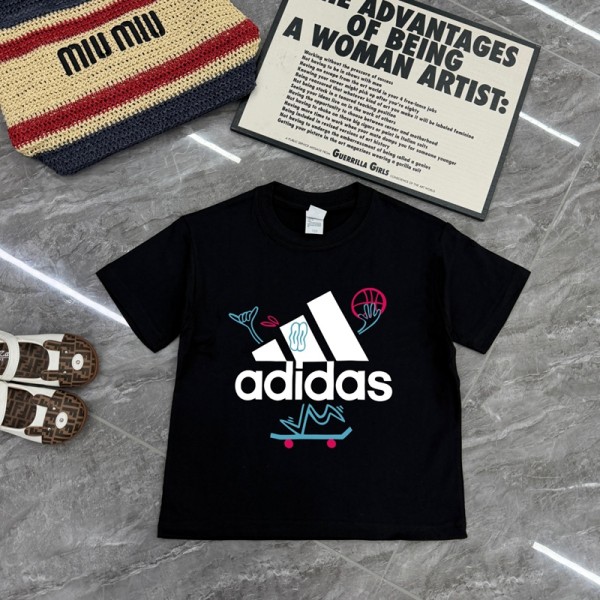 ハイブランドアディダス親子 カップルお揃い Adidas半袖Tシャツ 上着トップス 子供Ｔシャツ 90¬160cm 夏用 多色展開 ギフトに最適 メンズ レディース キッズ S¬3XL