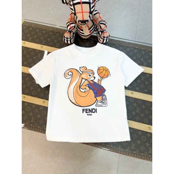 Fendi フェンディブランド親子tシャツカットソー S¬3XL コピーtシャツハイブランド夏ブランド半袖tシャツ 90¬160cm 韓国 パチモン tシャツ