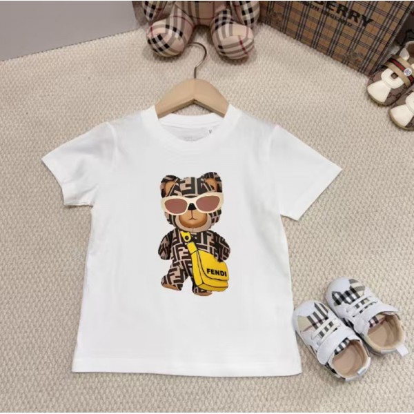ブランドフェンディ黒白tシャツ夏ブランドFendiペア揃いtシャツ上着カジュアル 綿100% 型崩れしにくくよれにくい ブランド半袖tシャツ20代 30代40代tシャツ 激安パロディ