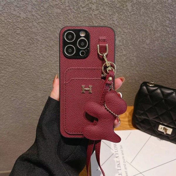 Hermes エルメスiphone 15/14 pro/15 pro max xs/8/7 plusカバー ストラップ付 カード入れiphone 14 15 plusケースカバースタンド付きセレブ愛用全機種対応ハイブランドケース パロディiphone14/13 pro max スマホケース コピー