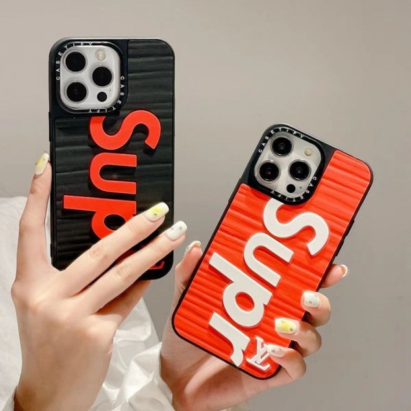 Supreme シュプリーム LV ルイヴィトン コラボ ブランド iphone14/14pro/14pro maxケース インスタ風 シリコン モノグラム ジャケット型 アイフォン14/13/12/11カバー コピー メンズ レディース