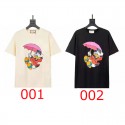 GG x ディズニー コンボ ブランド服  Tシャツ丸首 コットン ドナルドダック柄 gg 半袖 黒白色t-shirt コピー パロディ カジュアル 春夏秋服 メンズ レディース