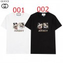 GG&ディズニー コラボ 服 大人 Tシャツ 半袖 丸首 涼しい 柔らかい コットン トップス 定番 プリント ミキーマウス かわいい レディース メンズ  おしゃれ 部屋着 夏 お出かけ 快適 薄手 カップル