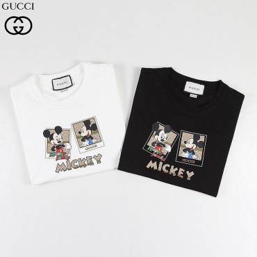 GG&ディズニー コラボ 服 大人 Tシャツ 半袖 丸首 涼しい 柔らかい コットン トップス 定番 プリント ミキーマウス かわいい レディース メンズ  おしゃれ 部屋着 夏 お出かけ 快適 薄手 カップル