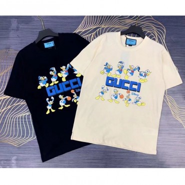 GG&ディズニー  連名限定服 大人 かわいい ドナルドダック柄 GG柄 ヒット 夏対策Tシャツ レディース 人気 メンズ ショートお洒落 100％綿製 薄い 涼しい上着 快適 柔らかい ふわふわ S-5XL 