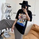 ggブランド服 新作Ｔシャツ半袖 女の子向け 流行 シックトップス 漫画 スタイル かわいい ディズニー家族 ロングtシャツ カジュアル 綿製 快適 涼しい 通気性 丸首 コットン レディース体型カバー安い