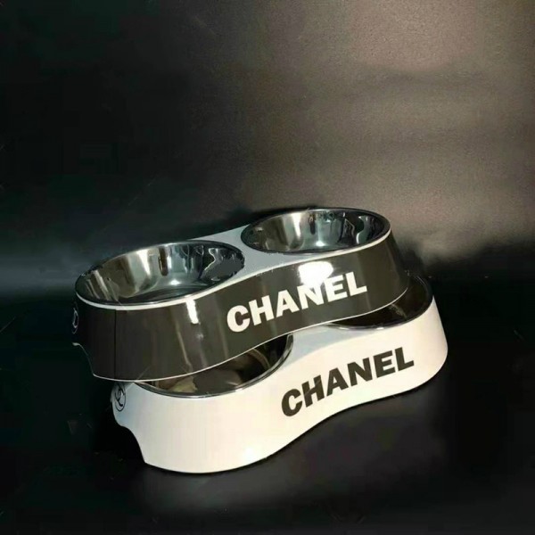 CHANEL シャネル ブランド ペット 食器  フードボウル ステンレス 製  ペット用品 高級 スチール 耐衝撃 ハイブランド フード入れ 水入れ 両用ボウル 滑り止め 小中型犬  猫犬対応  ホワイトブラック2色 お洒落 