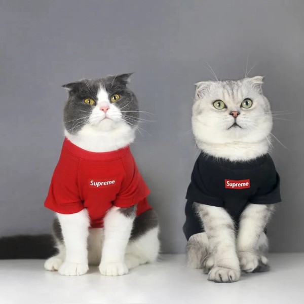 シュプリームペット服 猫服 犬Tシャツネコ パーカー ブランドsupreme 半袖 ペットウェア かわいい 春夏秋服 帽子付き 脱毛保護 オシャレ薄いトップス犬猫用 よい肌触り 柔らかい ファッション 人気 ブランドコピー 小中型犬服