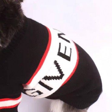 Givenchy ブランド ジバンシィ ペットウェア 犬服 セーター 黒色 パーカー ドッグウェア 秋冬 厚い 保温 かわいい 小型犬用品 ニットセーター トイプードル/テディー/シュナウザー小型犬 対策 ロゴ付き
