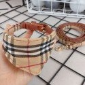 ブランド バーバリー burberry ペット用品 犬 首輪 牽引ロープ セットわかいい 蝶結び付き 胴輪 おしゃれバンダナ 首輪 経典チェック柄 ドッグ リード 調節可能 お出かけ グッズ 