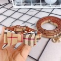 ブランド バーバリー burberry ペット用品 犬 首輪 牽引ロープ セットわかいい 蝶結び付き 胴輪 おしゃれバンダナ 首輪 経典チェック柄 ドッグ リード 調節可能 お出かけ グッズ 