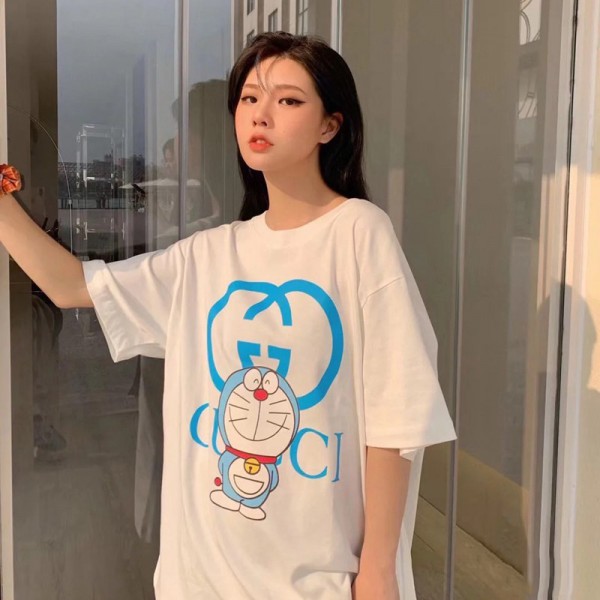 gg ドラえもん ブランド tシャツ 半袖 白 男女 丸首 カジュアル Ins風 大人気 メンズ レディーズ m-5xl