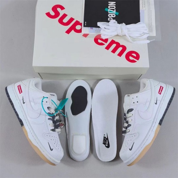 ブランドシュプリームコラボNikeスニーカー Supreme＆ナイキスポーツシューズ レディース メンズウォーキングシューズ 230¬270cm 男女兼用 カジュアル 白い靴 厚底 防汚 柔らかい 歩きやすい 軽量