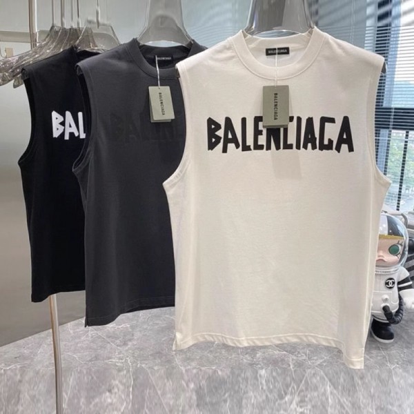 Balenciaga バレンシアガ ブランド タンクトップ メンズ 春夏 ノースリーブ ロゴ 綿100% 抗菌防臭加工 吸水速乾 おしゃれ ゆったり 通気性 カジュアル 肌着 トップス インナーシャツ トレーニングXS - 5XL