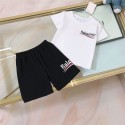 バレンシアガ 子供服 男の子 半袖tシャツ Balenciaga ショートパンツ 短パン 女の子 綿 上下セットアップ 夏服 キッズ ストライプトップス 90 - 160cm 男女兼用 上着 カジュアル クールネック 普段着
