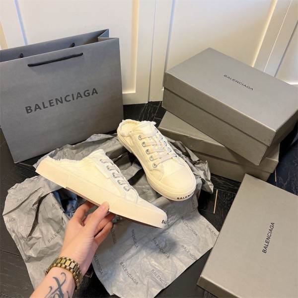 BALENCIAGA スニーカーサンダル キャンバス バレンシアガ スリッポン 楽々 クマ スニーカー かかとなし スリッパ レディース 歩きやすい 紐 婦人靴 履きやすい サンダル225¬265CM 