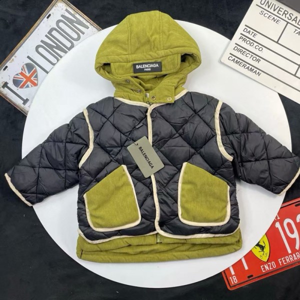 ブランドバレンシアガキッズ 中綿コート 男の子 子供 ダウン Balenciaga ジャケット 子供服 女の子 中綿アウター 可愛い フード付き 春 秋 冬 保温 暖かい 厚手 防寒対策 通園 通学 お出かけ カジュアル 90-140cm 