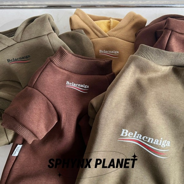 Balenciaga バレンシアガパロディブランド 猫パーカー スフィンクス服 厚手で暖かいストラッチ ソフト キャット 無毛猫パーカー アウター 猫用2本足 暖かい裏起毛パーカー 子猫 小型犬用 秋冬服S-3XL