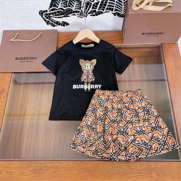 Burberry バーバリー 子供服 2点セット服 Ｔシャツ スカート パンツ セット服 女の子 上下セット 潮流 ファション 男女通用