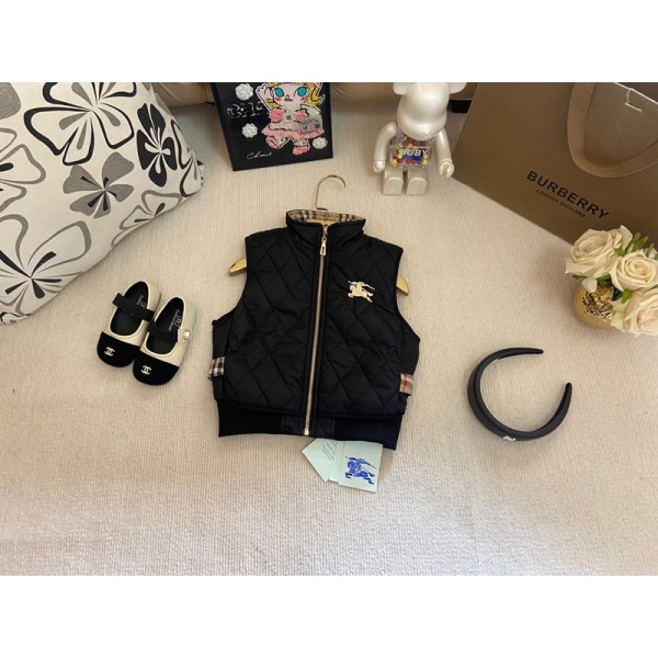 ブランドバーバリー子供服 ベスト 男の子 女の子 Burberry ダウンコットン キッズ 綿服 ジャケット 秋冬 子供服 中綿 アウター 厚手 袖なし 前開き チョッキ 軽量 無地 男女兼用 通園 通学 お出かけ90-140cm 
