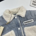 ブランドバーバリー子供 ボアコート Burberry キッズデニムジャケット 裏起毛 デニムジャケット キッズ防寒ジャケット ファーコート  90-130cm 男の子 女の子 厚手 子供服 保温 防寒 かわいい アウター 通園 通学