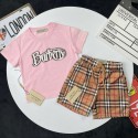 ブランドバーバリーキッズ ｔシャツ ショートパンツ 男の子 Burberry 子供ウェア 半袖 セットアップ 子供 夏 チャック柄 かわいい コットン 上着トップス 90-160cm