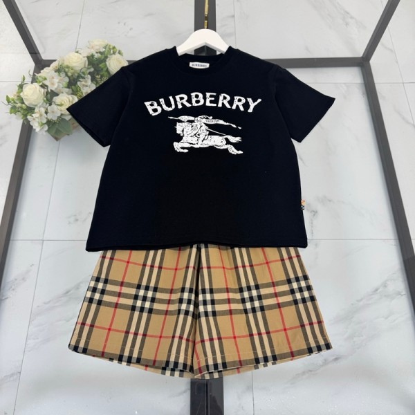 ブランドバーバリー子供セットアップ BURBERRY風キッズ服 チェック柄 半袖Tシャツ プリーツスカート チェックショーツ 90-160cm 男女兼用 女の子 男の子 高品質 カジュアル お出かけ