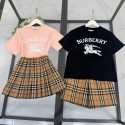 ブランドバーバリー子供セットアップ BURBERRY風キッズ服 チェック柄 半袖Tシャツ プリーツスカート チェックショーツ 90-160cm 男女兼用 女の子 男の子 高品質 カジュアル お出かけ