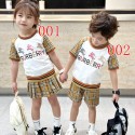 ブランドバーバリー子供服 Burberry 風キッズセットアップ チェック柄セットアップ 兄弟お揃い 半袖Tシャツ ショートパンツ 90-160cm ミニスカート 女の子 春夏服 おしゃれ子供服 カジュアルウェア