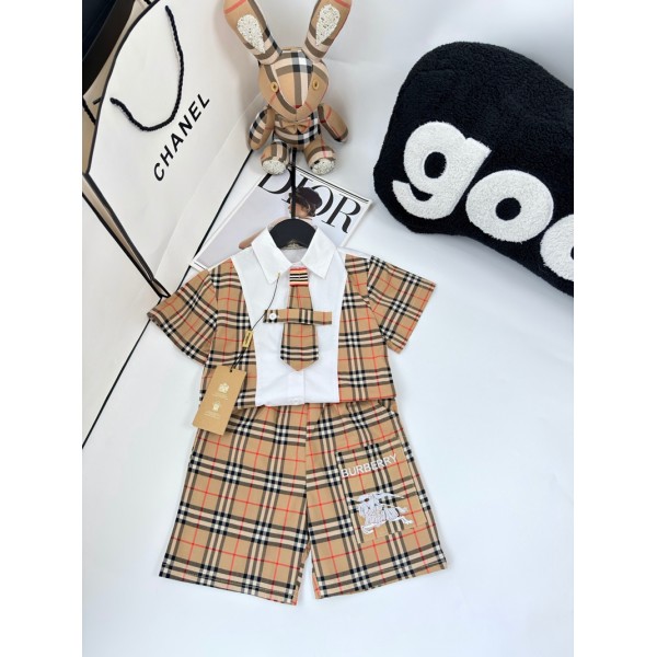 ハイブランドバーバリー子供服 女の子 セットアップ Burberry半袖 ポロシャツ ハーフパンツ 上下セット ボーイズ 半袖スウェット キッズスーツ 夏服 運動風 韓国 ゆったり お洒落 カジュアル スポーツ 通学 100¬150cm 