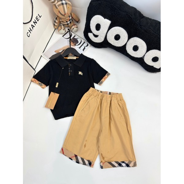 ハイブランドバーバリー子供服 男の子 夏服 半袖 Burberry ポロシャツ ハーフパンツ 上下セット カジュアル フォーマル 半袖Tシャツ ショートパンツ 2点セット 小学生 入学式 卒業式 七五三 通園 通学  90-150cm