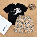 ハイブランドバーバリー子供服 男の子 セットアップ 夏 Burberryキッズ半袖 Tシャツ ハーフパンツ 上下セット 子供 夏服 ジャージ セットアップ 子供 男の子 カジュアル 韓国 キッズ 男の子 夏服 男の子 半袖 90-160cm