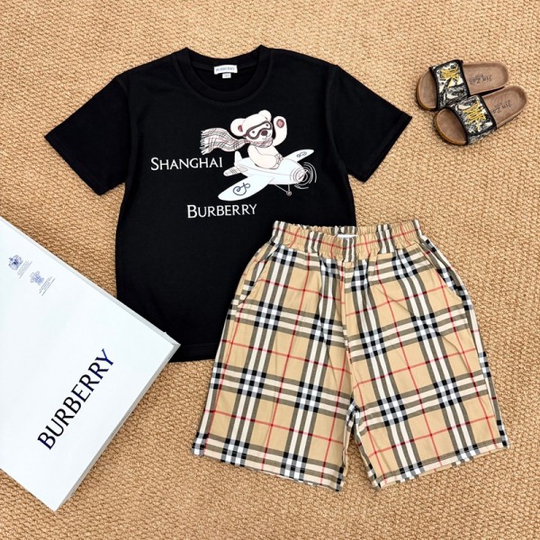 ハイブランドバーバリー子供服 男の子 セットアップ 夏 Burberryキッズ半袖 Tシャツ ハーフパンツ 上下セット 子供 夏服 ジャージ セットアップ 子供 男の子 カジュアル 韓国 キッズ 男の子 夏服 男の子 半袖 90-160cm