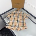 ブランドバーバリーベビー服 セットアップ 男の子 青少年 Burberry チェックのシャツ 2点セット 運動セット 子供服 アップ ジャージ キッズ 上下 ハーフパンツ 赤ちゃん服 夏服 幼稚園 スクール 通園  90¬150cm 