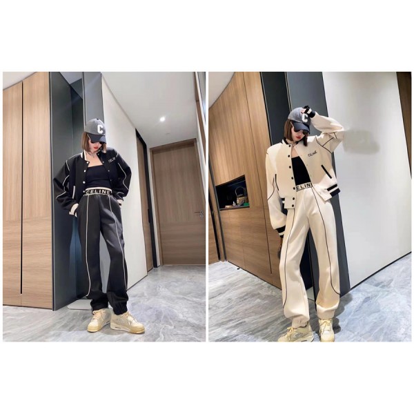 セリーヌ セットアップル ジャケットコート celine スウェットパンツ 高品質 シンプル 潮流 人気 ファション レディース  スポーツ 上下セット ジャケット パンツ ストレッチ 軽量 長袖 カジュアル 通学 流行り 人気 かっこいい