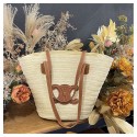 Celine かごバッグ レディース ブランドセリーヌ カゴバッグ 草編みバッグ 手編みかご トートバック 編みバック ビーチバッグ 肩掛け ストローバッグ ショルダー シンプル ファッション 大容量 軽量 カジュアル ファッション 浴衣向け 海水浴 旅行 ハイキング かごバッグ バッグ 夏用