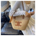 Celine かごバッグ レディース ブランドセリーヌ カゴバッグ 草編みバッグ 手編みかご トートバック 編みバック ビーチバッグ 肩掛け ストローバッグ ショルダー シンプル ファッション 大容量 軽量 カジュアル ファッション 浴衣向け 海水浴 旅行 ハイキング かごバッグ バッグ 夏用