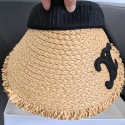セリーヌサンバイザー 麦わら CELINEレディースサンハット 紫外線 UV カット 大きなつば 日除け 日除けキャップ 可愛い エレガンス ビーズ 小顔効果 女優帽