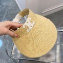 ブランドセリーヌレディース サンバイザー UVカット CELINE 麦わら帽子 キャップ つば広 帽子 ハット 弾性コード付き サイズ調整 あご紐付き 紫外線対策 日焼け防止