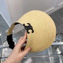 ブランドセリーヌレディース サンバイザー UVカット CELINE 麦わら帽子 キャップ つば広 帽子 ハット 弾性コード付き サイズ調整 あご紐付き 紫外線対策 日焼け防止