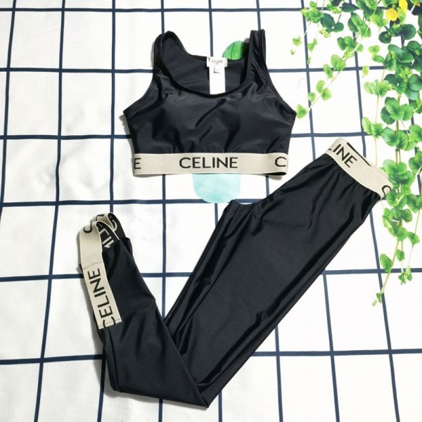セリーヌスポーツウェア ヨガウェア CELINE ジャージ セット レディース S - XL フィットネスウエア 上下2点セット レディース トレーニングウェア ビーチウェア 水着 レディース 韓国風 体型カバー 大きいサイズ 速乾 吸汗 伸縮性 通気