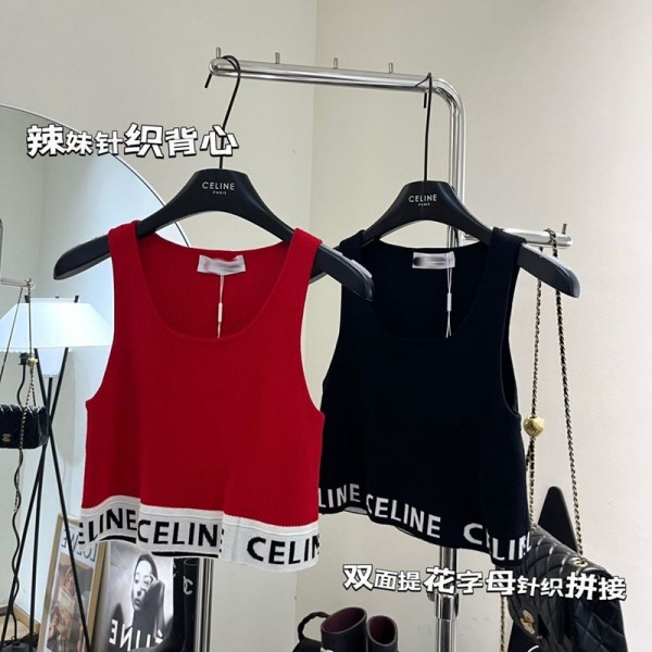 セリーヌタンクトップ レディース CELINEリブ 女性 トップス 肌着 脇隠し クールネック インナーシャツ ベーシック 下着 夏服 ノースリーブ キャミソール ヨガ おしゃれ ファッション セクシー 着痩せ 人気 女の子 
