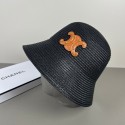 ハイブランドCeline麦わら帽子 レディース 帽子 春 夏 セリーヌバケットハット UV 日焼け防止 海 レジャー 海水浴 折りたためる コンパクト たためてコンパクト麦わらハット