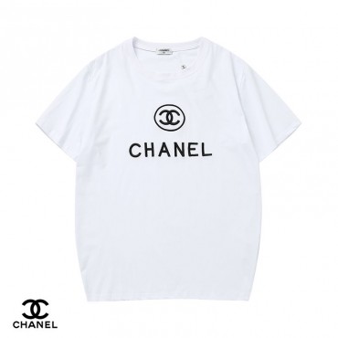 ハイブランドシャネル tシャツ 半袖 コットン製 精緻なプリント柄 メンズシャツ ロゴ付き chanel レディースtシャツ 丸首 ソフト 柔らかい 着心良い 四季通用 s-3xl